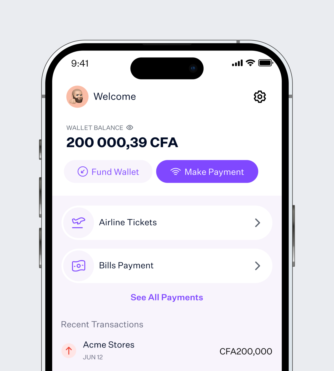 Hero displaying a phone with the Qredet app